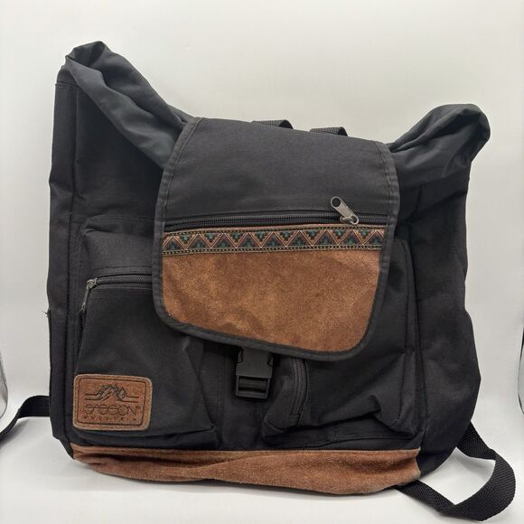 Vintage 90s Sasson Canvas Backpack w/ Suede Trim – Rare Retro - Picture 1 of 16